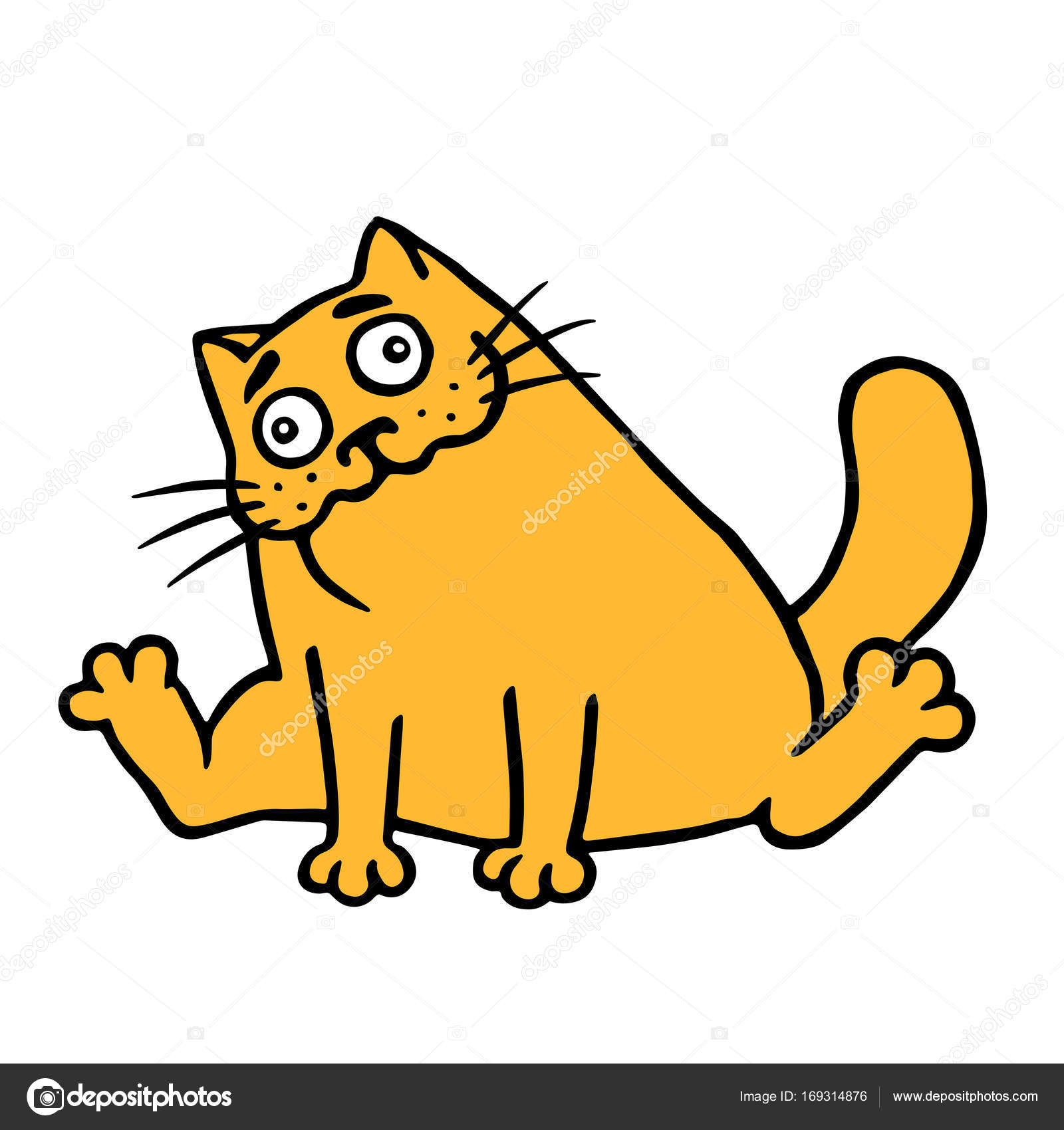Il Gatto Ha Bevuto Valeriana E Felice Si Siede Illustrazione Di