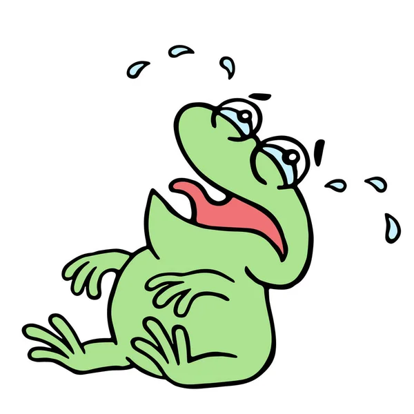 Cartoon huilende groene frogling. Vectorillustratie. — Stockvector