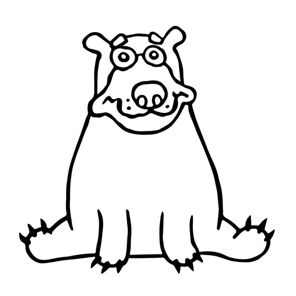 Bonito oso solitario sentado y mirando. Ilustración vectorial . — Vector de stock