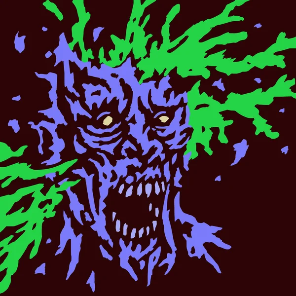 Zombie brains explode. Vector illustration. Genre of horror. — Stock Vector