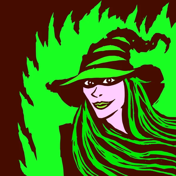 Cartoon pretty witch. Vector illustration. — Stock Vector