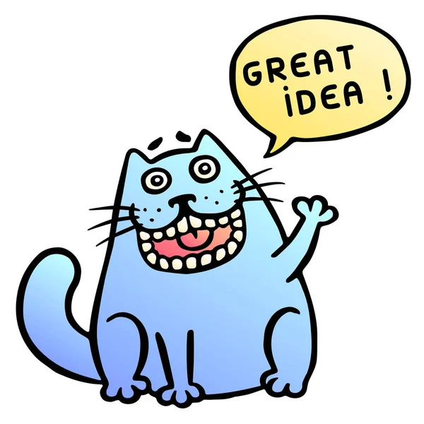 Buena idea. Lindo grito de gato. Ilustración vectorial . — Archivo Imágenes Vectoriales