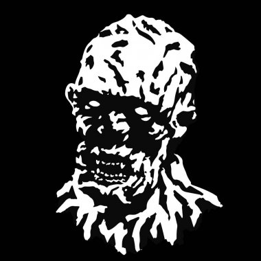 Kızgın ghoul vampir başı yırtık bir yüze sahip. Vektör çizim.