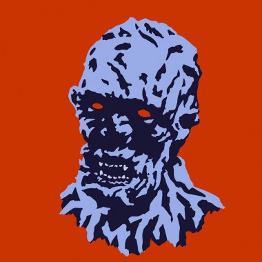 Korkunç canavar kafa yırtık bir yüz ile. Vektör çizim.