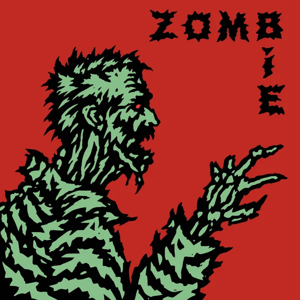 Een gewonde zombie kijkt naar zijn hand met gebeten vingers. Vectorillustratie. — Stockvector