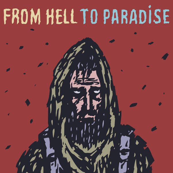 Lonely traveler during zombie apocalypse. Vector illustration.