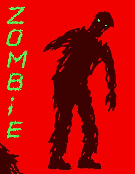 Eenarmige zombie silhouet in lekkende kleren. Vectorillustratie. — Stockvector