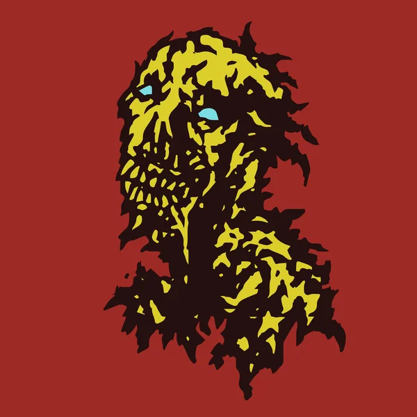Roher Zombie mit Speichel, der aus seinem Mund fließt. Vektorillustration. — Stockvektor