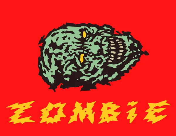 Gruseliger grüner Zombiekopf. Vektorillustration. — Stockvektor