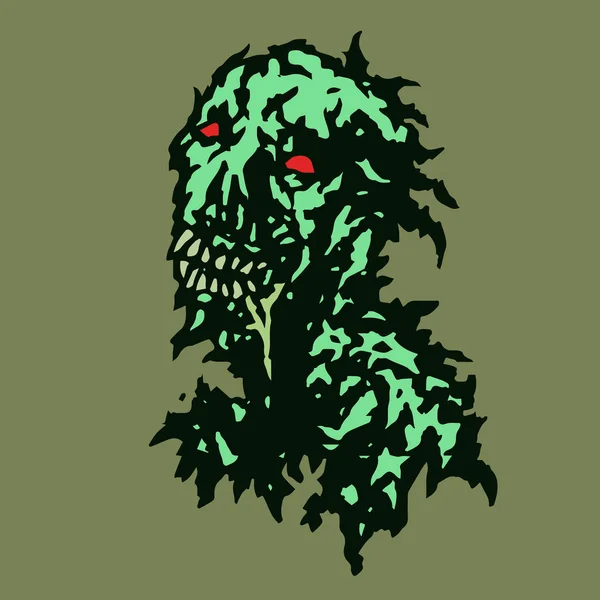 Gestripte zombie met speeksel die voortvloeien uit zijn mond. Vectorillustratie. — Stockvector