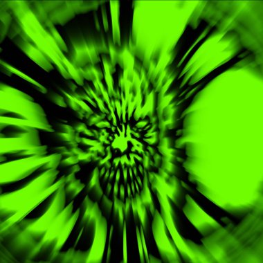 Ürpertici zombi kafa. Resimde yeşil renkte.