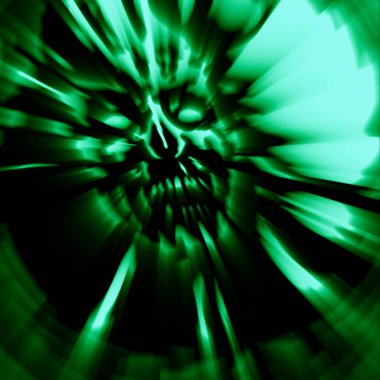 Korkunç zombi yüz poster. Öfke karakter yüz. Etkisi bulanıklık.