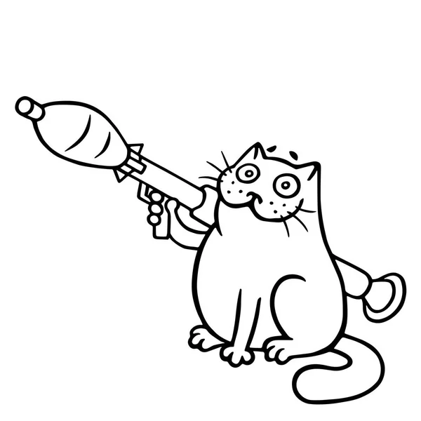Кот держит гранатомет готов к войне. . — стоковый вектор