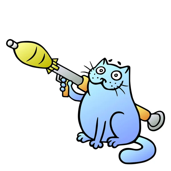 Katzenschützer mit einem Granatwerfer. Vektorillustration. — Stockvektor