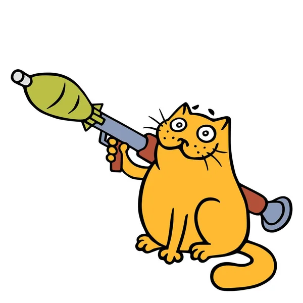 Bir bombaatar ile savaş kedi. Vektör çizim.