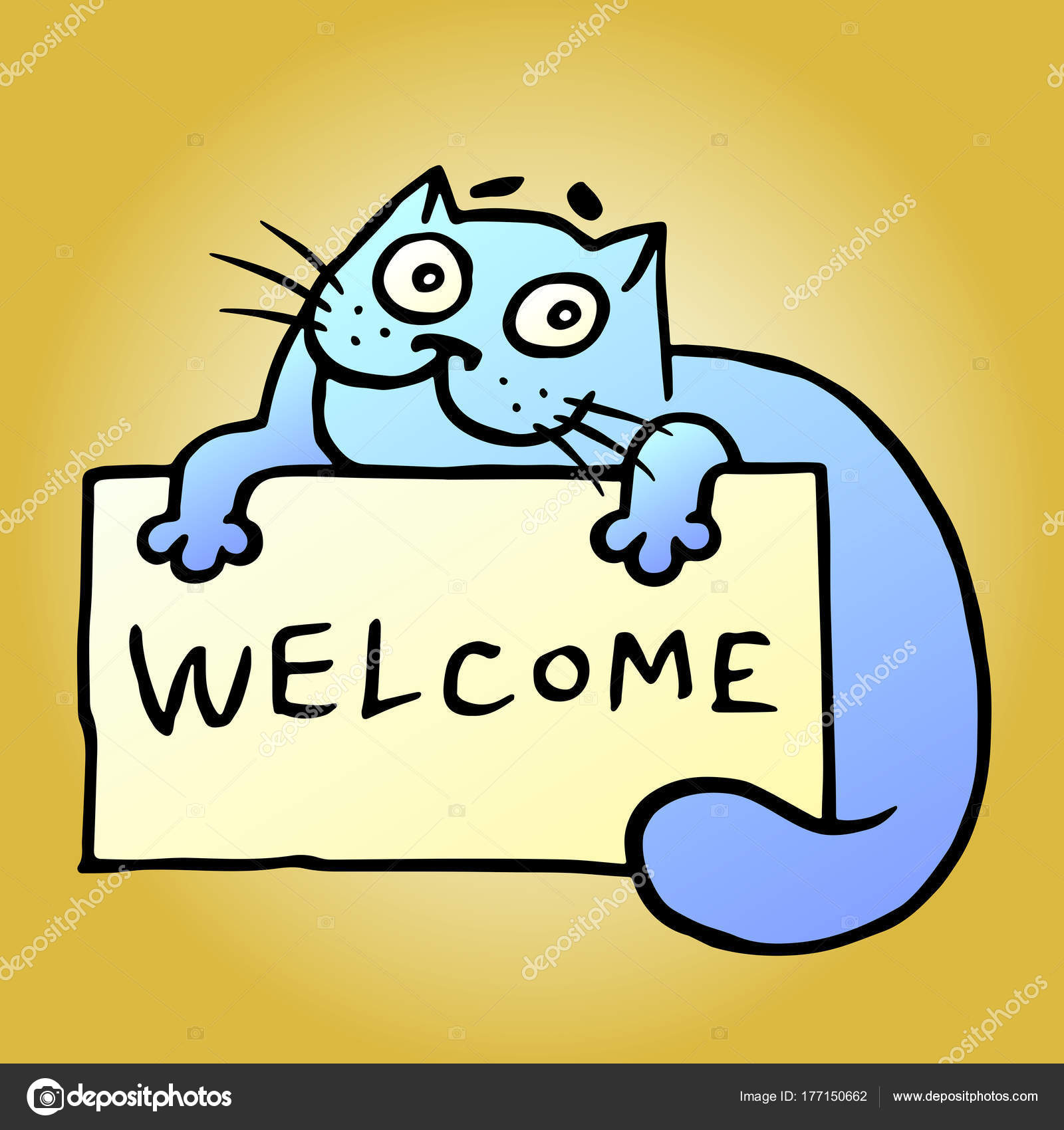 Dessin Animé Bleu Hospitalier Chat Avec Une Carte D