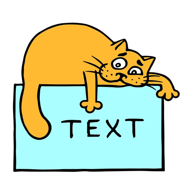 Feuille bleue avec texte et chat orange sur le dessus . — Image vectorielle