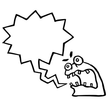 Kızgın düğüm canavar diye bağırıyor. Konuşma balonu. Vektör çizim.