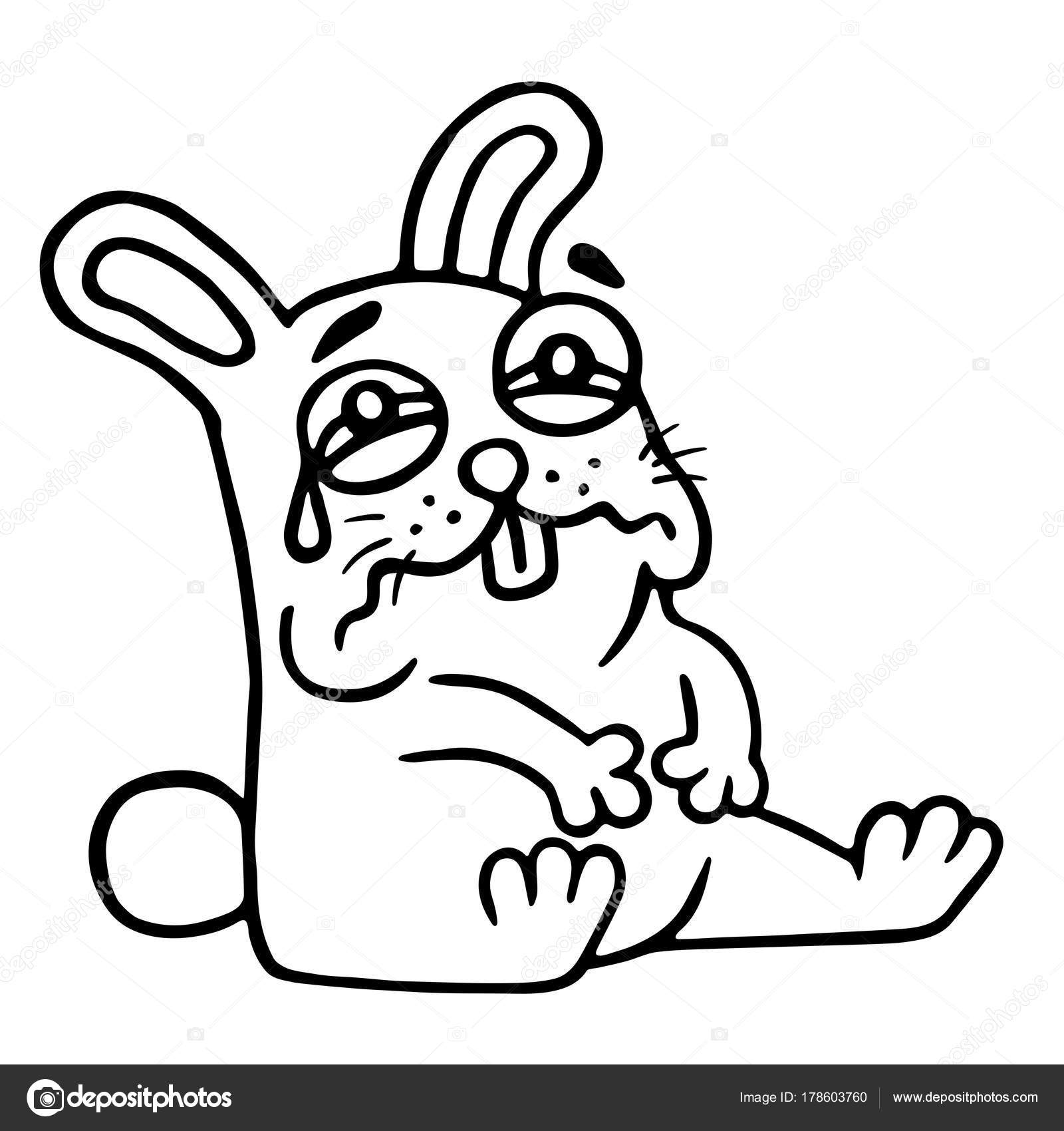 Dessin Animé Lapin Triste En Larmes Illustration