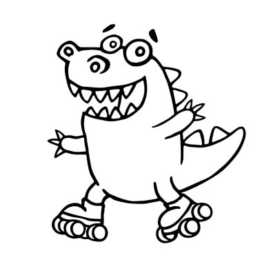 dino parkta paten üzerinde yarış. vektör çizim