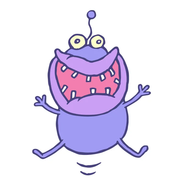 Nettes glückliches lächelndes Alien springt auf. Vektorillustration — Stockvektor