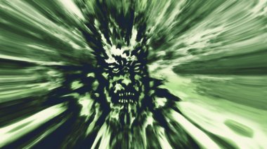 Öfke yeşil zombi yüz