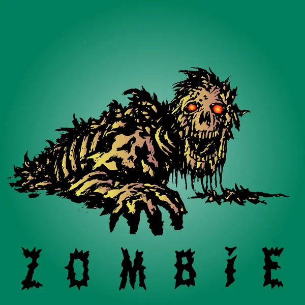 Zombie asustadizo extiende la mano. Ilustración vectorial . — Archivo Imágenes Vectoriales