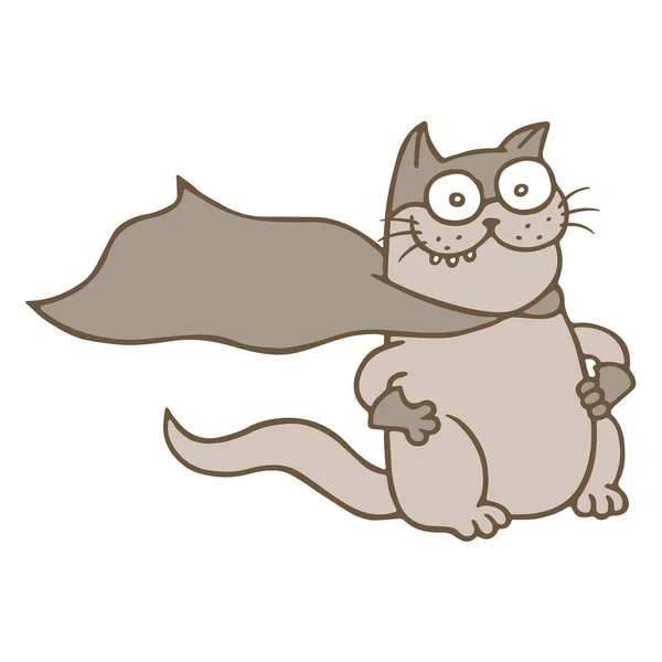 マスク、レインコートがスーパー ヒーロー漫画猫。ベクトル図. — ストックベクタ