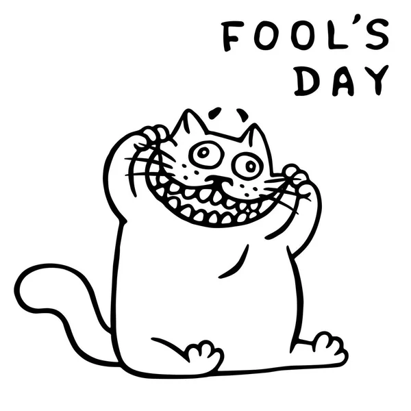 Komik şişman kedi komik bir yüz yapar. Vektör çizim. — Stok Vektör
