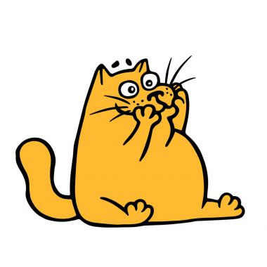 Kızgın yüz ile şirin doodle portakal kedi. Vektör çizim.