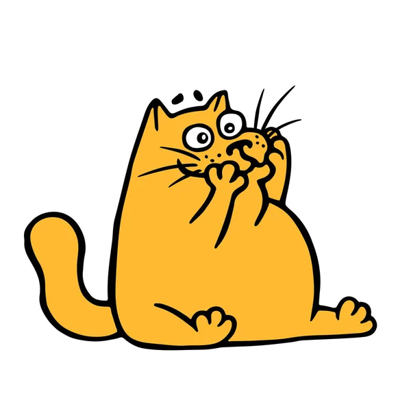 Kızgın yüz ile şirin doodle portakal kedi. Vektör çizim. — Stok Vektör