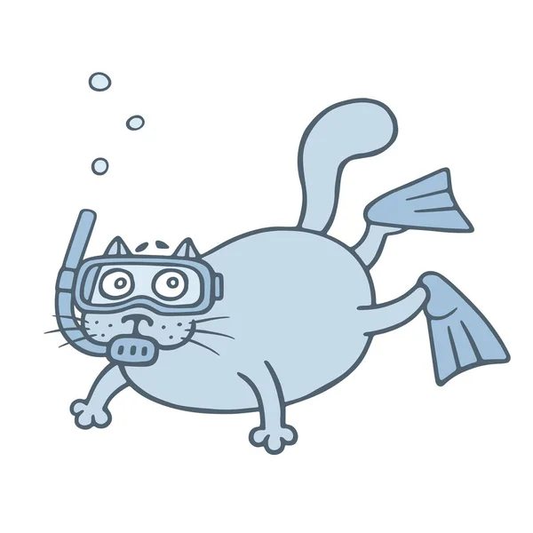 Schattig duiker kat. Vectorillustratie. — Stockvector