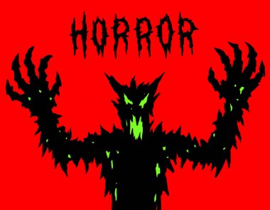 Öfkeli canavar siluetleri. Vektör çizim