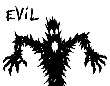 siyah iblis siluet. vektör çizim.