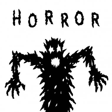 Karanlık siluet saldırmak için acele yükselir. Vektör çizim.