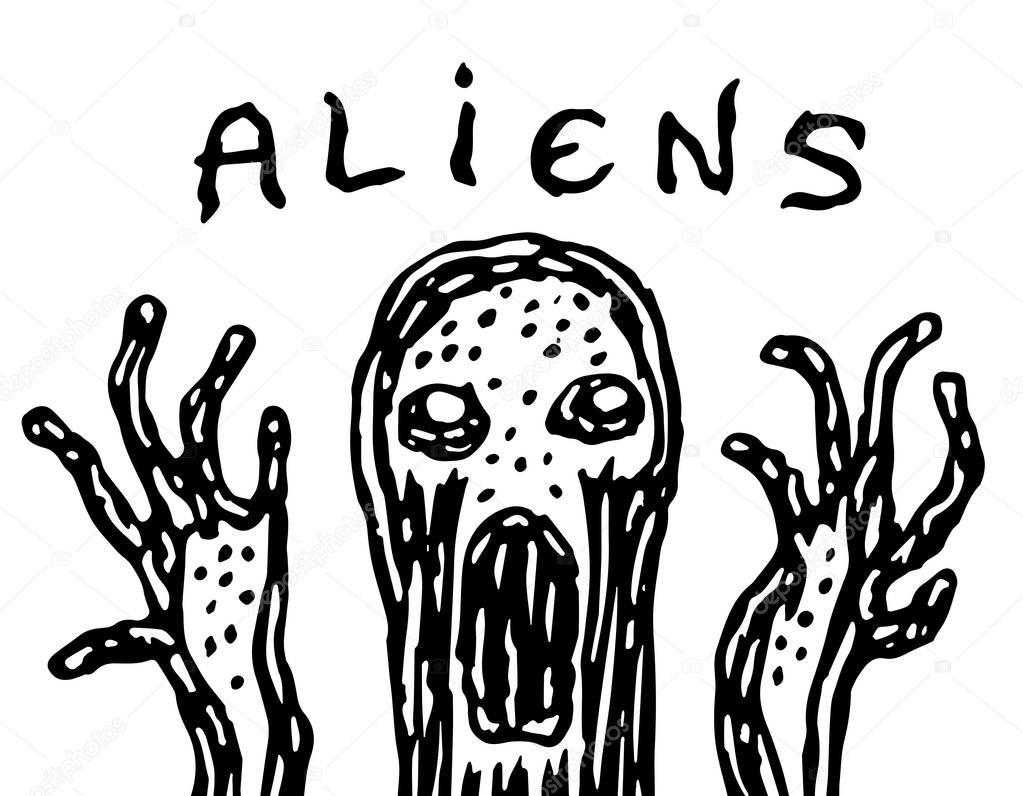 The ugly jelly-like alien. Vector illustration.
