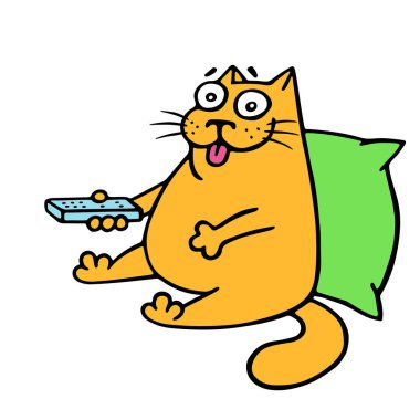 Tv. vektör çizim için kontrol paneli ile karikatür kedi.