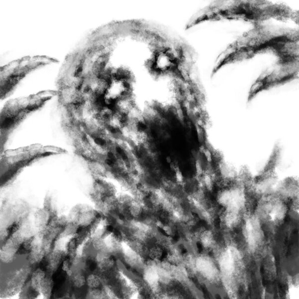 Кричащее демоническое лицо в темноте. Черно-белая иллюстрация в жанре ужасов с эффектом угля и шума
.