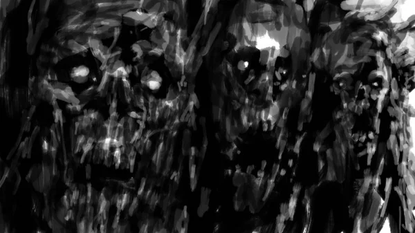 Gruselige Zombies Halloween Düstere Gestalten Aus Alpträumen Horror Illustration Schwarz — Stockfoto