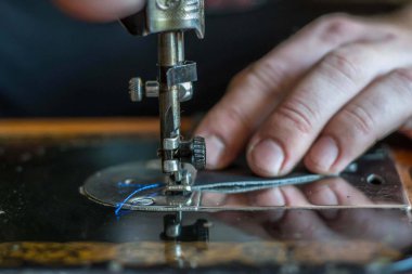 Antique sewing machine detail close-up