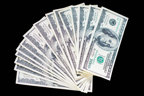 Dinero Nosotros Negocio Dólares Fondo Negro Aislado — Foto de Stock