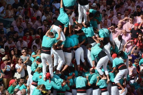 Castells Human Towers Tarragona Spain Catalonia Festival Santa Tecla 2019 — Stock Photo, Image