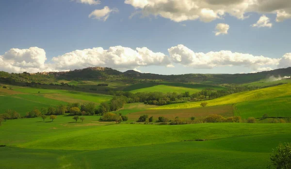 Kilátás Völgyre Toszkánában Gyönyörű Völgyben Toszkánában Zárt Montalcino — Stock Fotó