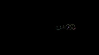 Yakında 4k konsept renk elektrik metin grafik efekti proyect için siyah arka grond üzerine animasyon.