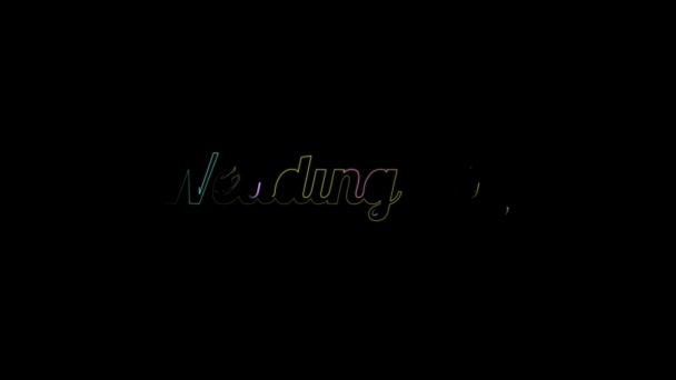 Wedding Day 4k concept color electric text graphic effect animation over black backgrond for your proyect. — Stock Video