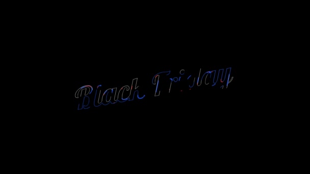Vloeibaar Effect over plat verzadigd rood en blauw Zwart Vrijdag woord op een geanimeerde typografische vloeistof 4k tekstcompositie met zwarte achtergrond. — Stockvideo