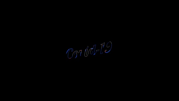 Flüssigkeitseffekt über ein flaches gesättigtes rotes und blaues Covid19-Wort auf einer animierten typografischen flüssigen 4k-Textkomposition mit schwarzem Hintergrund. — Stockvideo