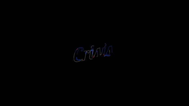 Efek Cairan di atas saturasi datar kata Crisis merah dan biru pada animasi komposisi teks typographic fluid 4k dengan latar belakang hitam. — Stok Video