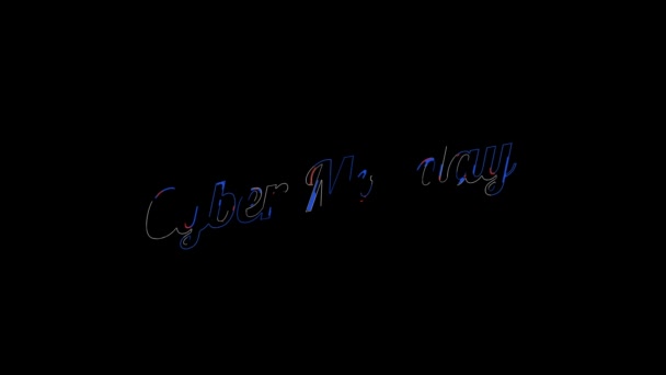 Liquid Effect over flat saturated red and blue Cyber Monday word on a animated typographic fluid 4k text composition with black background. — Wideo stockowe