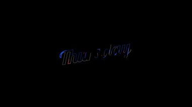 Canlandırılmış tipografik sıvı 4k metin kompozisyonu üzerinde düz doymuş kırmızı ve mavi perşembe kelimesi üzerinde sıvı etkisi.